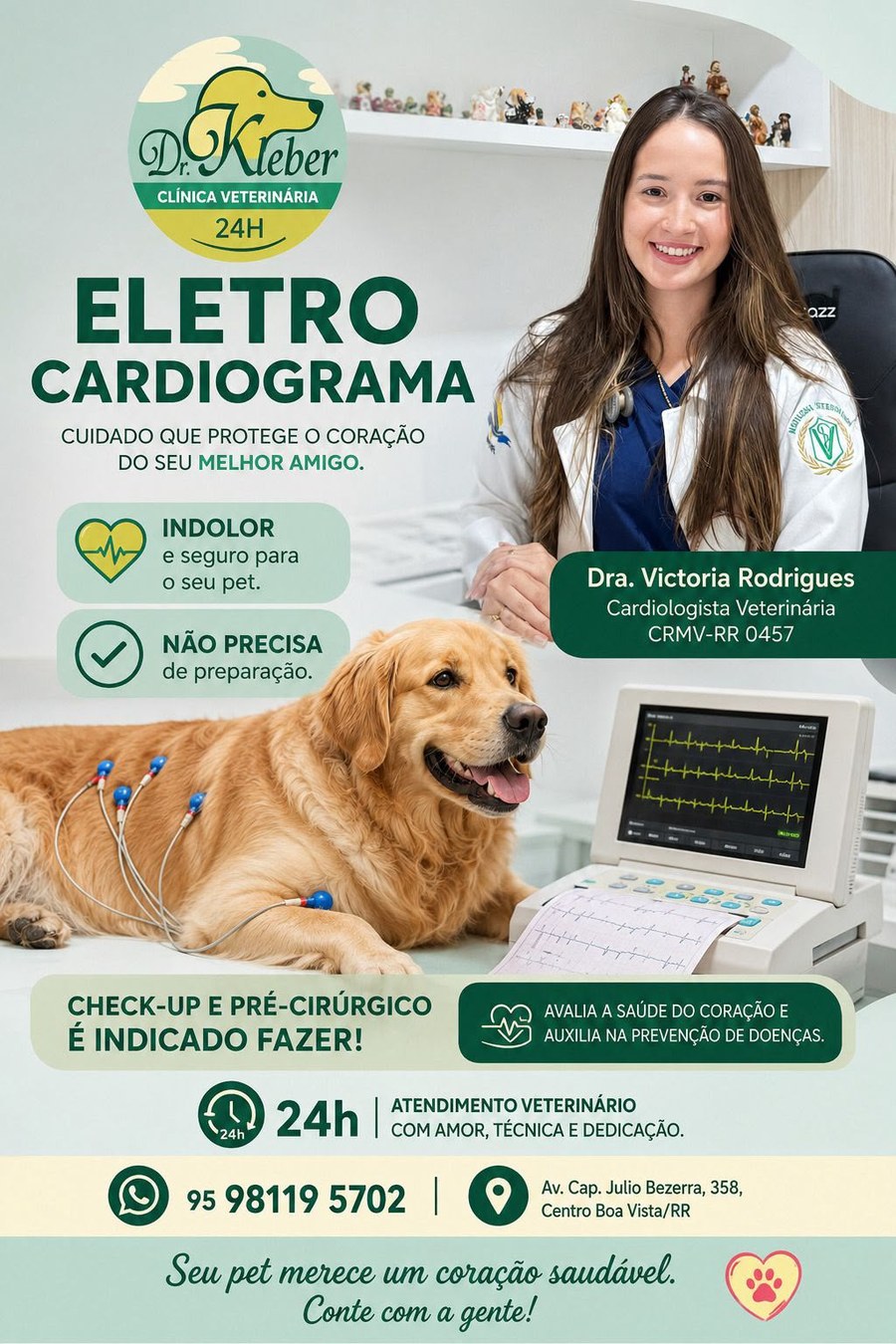 Eletrocardiograma veterinário na Clínica Dr. Kleber