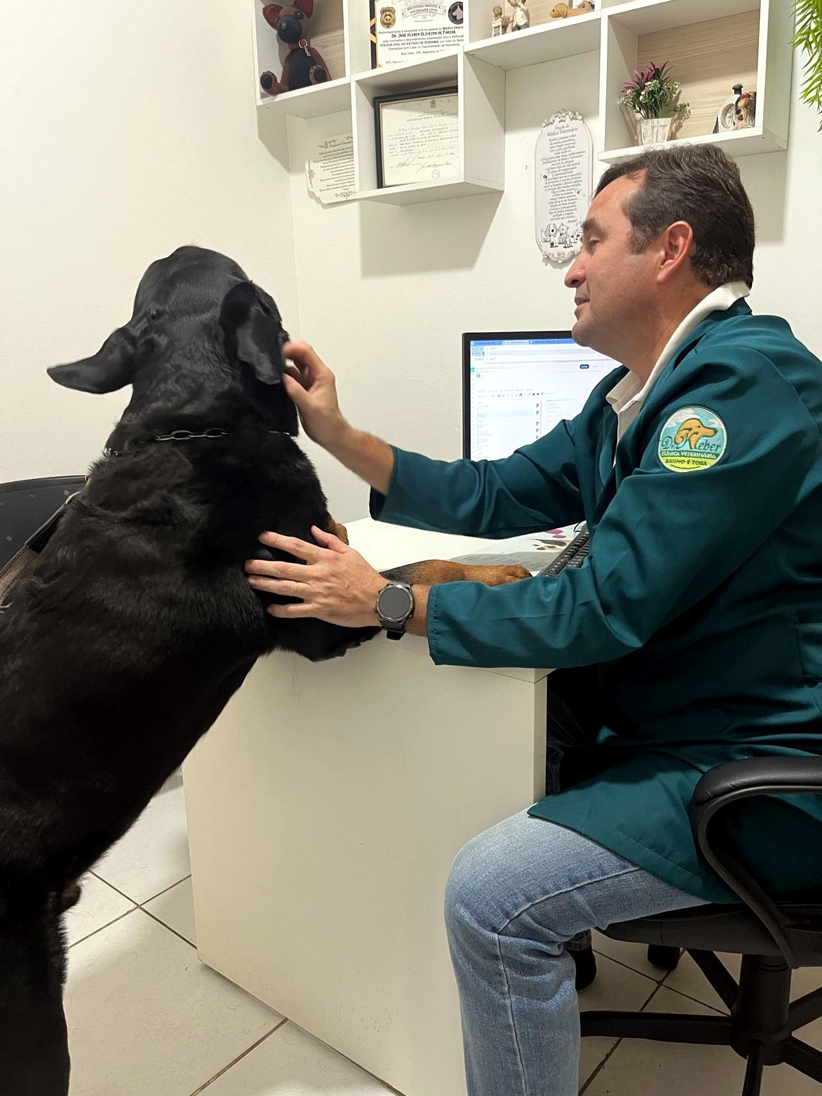 Dr. Kleber em atendimento veterinário